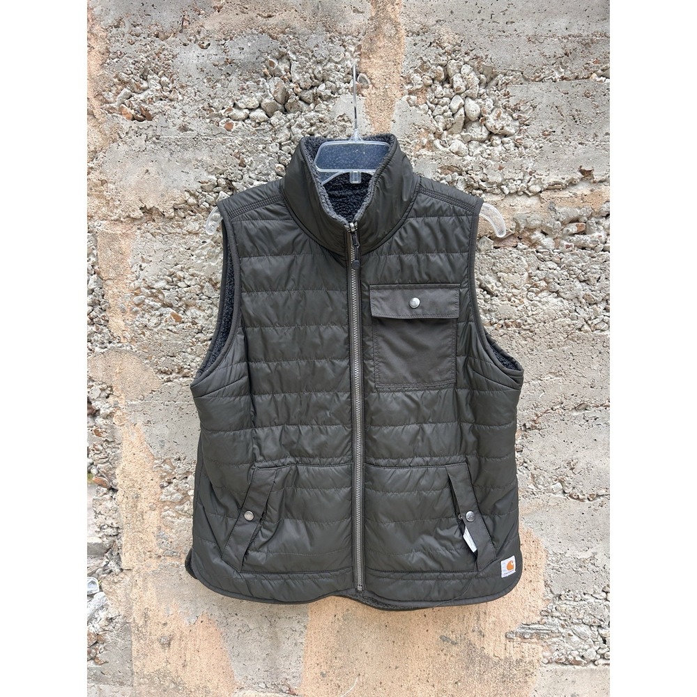 Carhartt Gilliam Vest Mens Med Grey Green Rain Defender Workwear Zip Up Outdoor